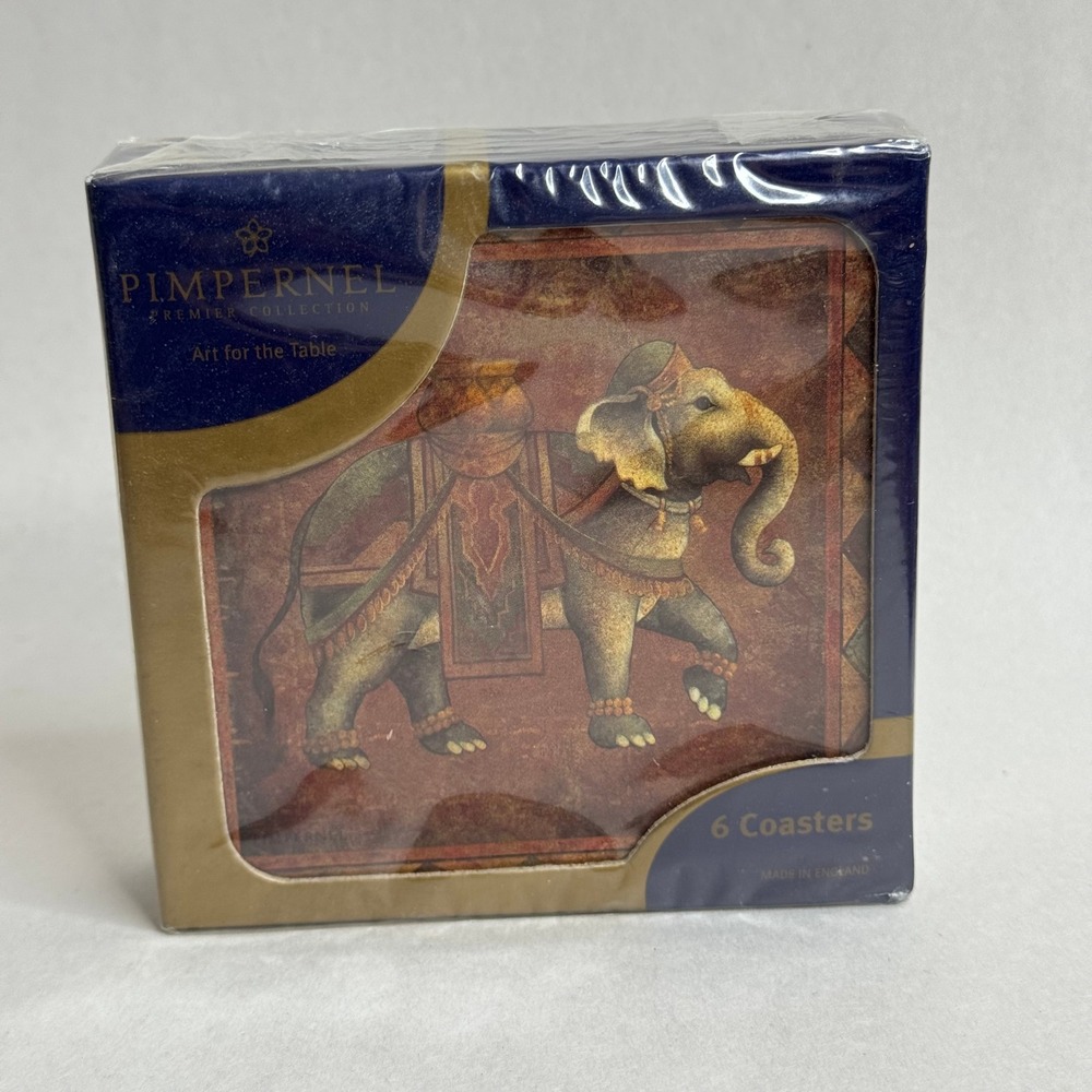 Pimpernel Premier Collection Elephant Expedition Assorted Views Coasters England